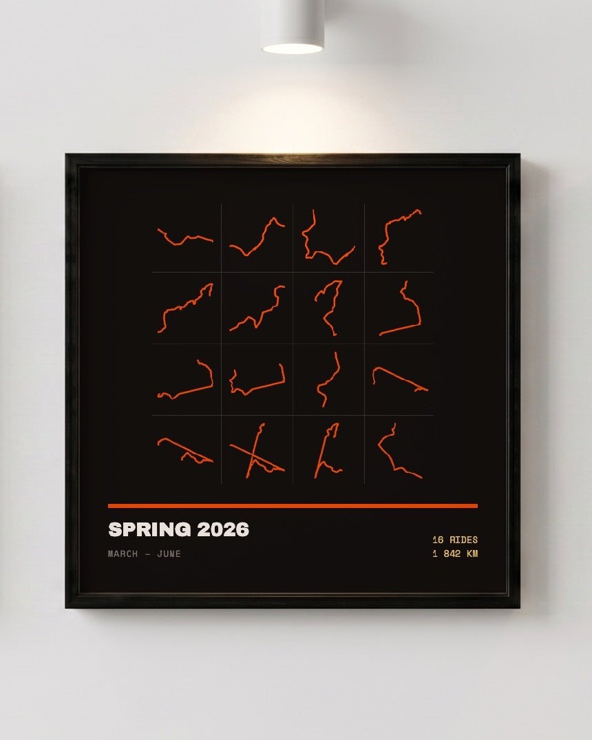 One season — framed print under a picture light
